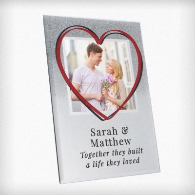 (image for) Personalised Heart 4x4 Glitter Glass Photo Frame