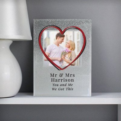 (image for) Personalised Heart 4x4 Glitter Glass Photo Frame