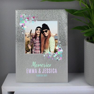 (image for) Personalised Festival Style 4x4 Glitter Glass Photo Frame