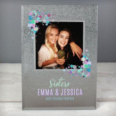 (image for) Personalised Festival Style 4x4 Glitter Glass Photo Frame