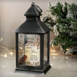 (image for) Personalised Robins Appear.. Memorial Black Lantern