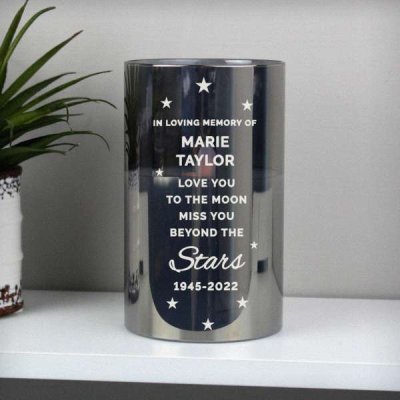 (image for) Personalised Miss You Beyond The Stars Smoked Glass LED Candle