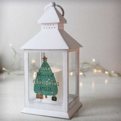 (image for) Personalised Have A Magical Christmas White Lantern