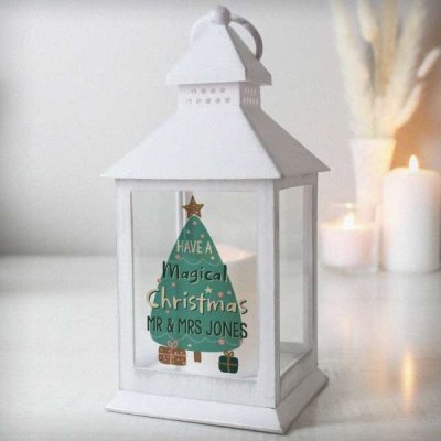 (image for) Personalised Have A Magical Christmas White Lantern