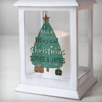 (image for) Personalised Have A Magical Christmas White Lantern