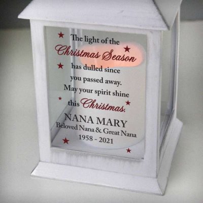 (image for) Personalised Christmas Season Memorial White Lantern