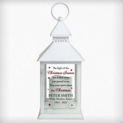 (image for) Personalised Christmas Season Memorial White Lantern