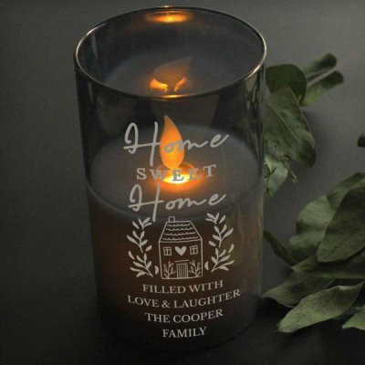 (image for) Personalised HOME Smoked Glass LED Candle