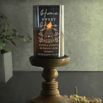 (image for) Personalised HOME Smoked Glass LED Candle