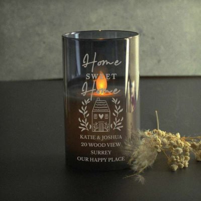 (image for) Personalised HOME Smoked Glass LED Candle