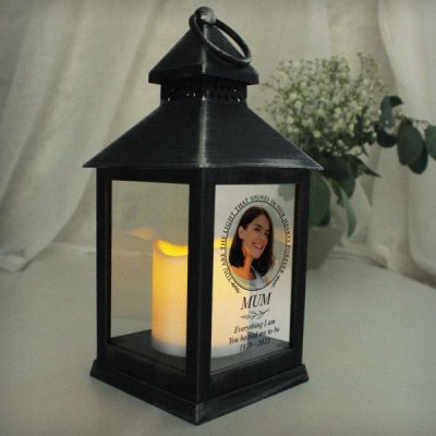 (image for) Personalised Light In Our Hearts Photo Upload Black Lantern