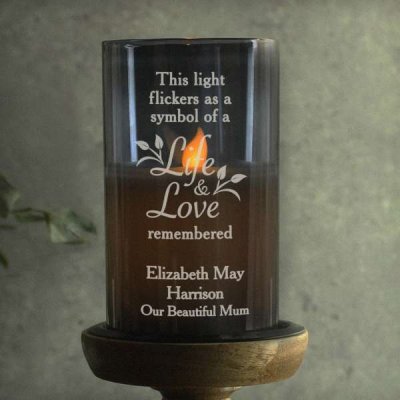 (image for) Personalised Life & Love Memorial Smoked LED Candle