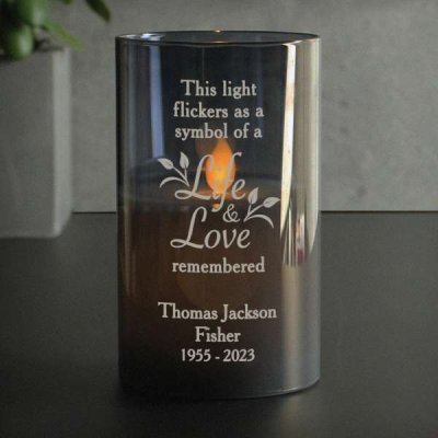 (image for) Personalised Life & Love Memorial Smoked LED Candle