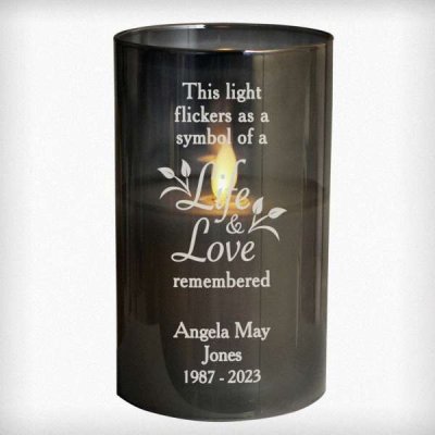 (image for) Personalised Life & Love Memorial Smoked LED Candle