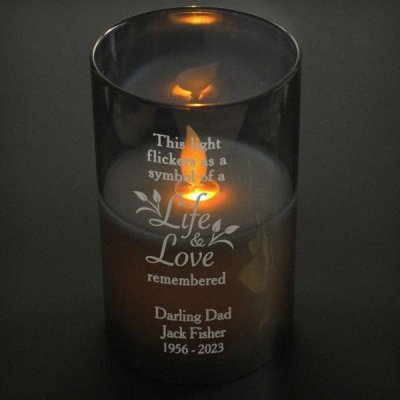 (image for) Personalised Life & Love Memorial Smoked LED Candle