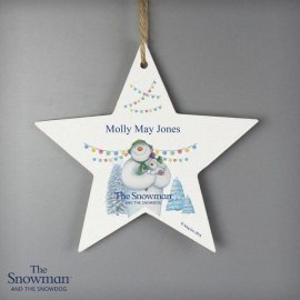 (image for) Personalised The Snowman and the Snowdog Wooden Star Decoration