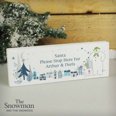 (image for) Personalised The Snowman and the Snowdog Wooden Block Sign