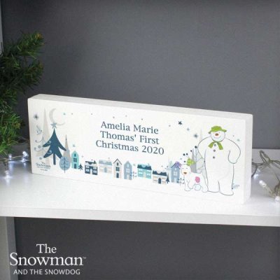 (image for) Personalised The Snowman and the Snowdog Wooden Block Sign