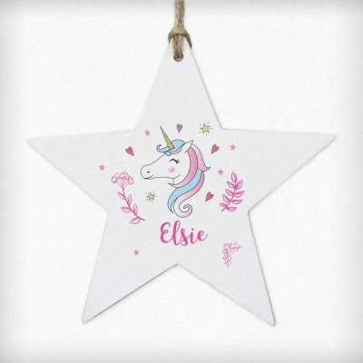 (image for) Personalised Unicorn Wooden Star Decoration