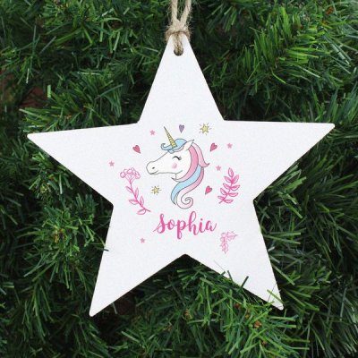 (image for) Personalised Unicorn Wooden Star Decoration