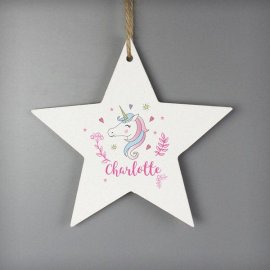 (image for) Personalised Unicorn Wooden Star Decoration