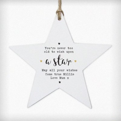 (image for) Personalised Wish Upon a Star Wooden Star Decoration