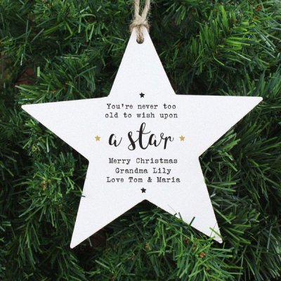 (image for) Personalised Wish Upon a Star Wooden Star Decoration