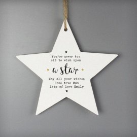 (image for) Personalised Wish Upon a Star Wooden Star Decoration