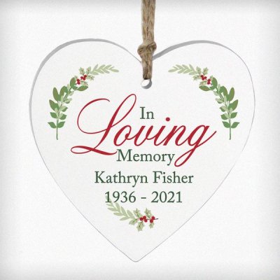 (image for) Personalised In Loving Memory Wooden Heart Decoration