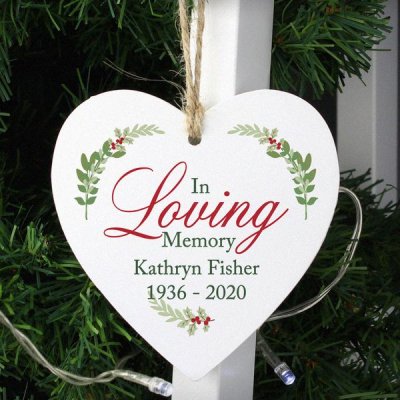 (image for) Personalised In Loving Memory Wooden Heart Decoration