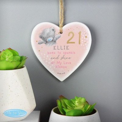 (image for) Personalised Me To You Sparkle & Shine Birthday Wooden Heart Decoration