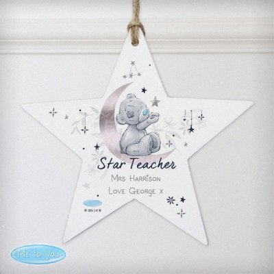 (image for) Personalised Moon & Stars Me To You Wooden Star Decoration