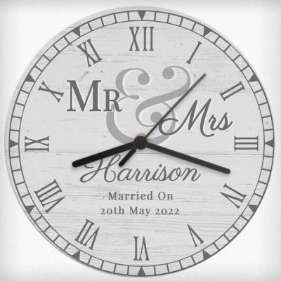 (image for) Personalised Mr & Mrs Wooden Clock