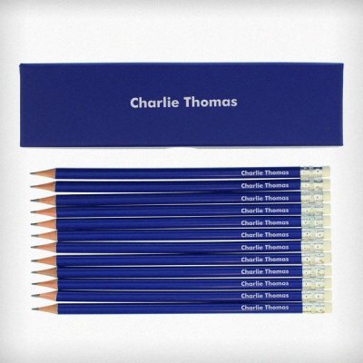 (image for) Personalised Name Only Box and 12 Blue HB Pencils