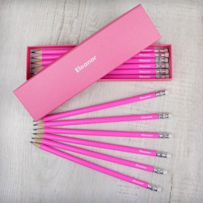 (image for) Personalised Name Only Box and 12 Pink HB Pencils