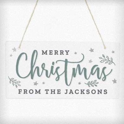 (image for) Personalised Merry Christmas White Wooden Sign