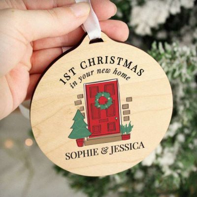 (image for) Personalised New Home Round Wooden Bauble Decoration