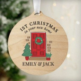 (image for) Personalised New Home Round Wooden Bauble Decoration