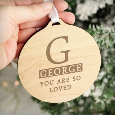 (image for) Personalised Intial Round Wooden Bauble Decoration