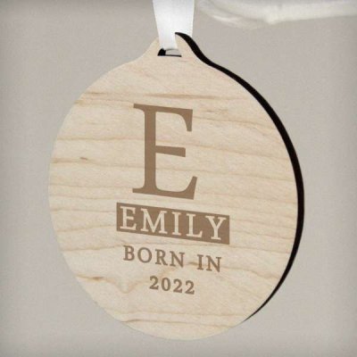 (image for) Personalised Intial Round Wooden Bauble Decoration