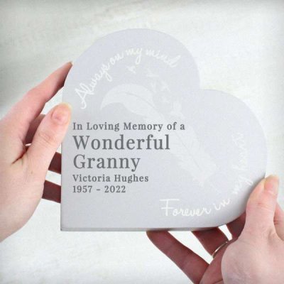 (image for) Personalised Feather Free Standing Heart Ornament