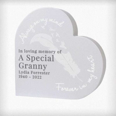 (image for) Personalised Feather Free Standing Heart Ornament