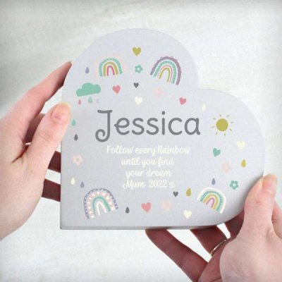 (image for) Personalised Rainbow Free Standing Heart ornament