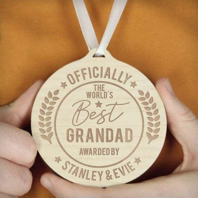 (image for) Personalised Officially The Best Round Wooden Medal