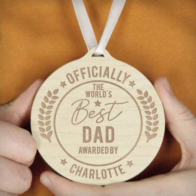 (image for) Personalised Officially The Best Round Wooden Medal