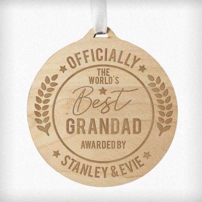 (image for) Personalised Officially The Best Round Wooden Medal