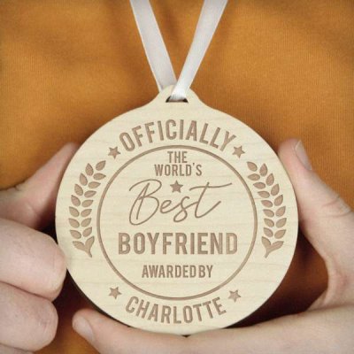 (image for) Personalised Officially The Best Round Wooden Medal