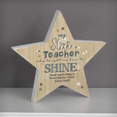 (image for) Personalised My Star Teacher Rustic Wooden Star Decoration