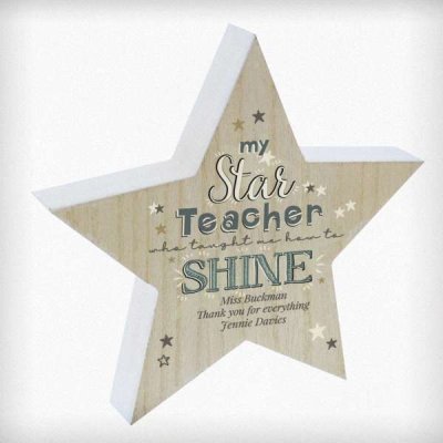 (image for) Personalised My Star Teacher Rustic Wooden Star Decoration