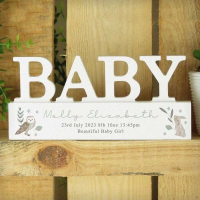 (image for) Personalised Woodland Wooden Baby Ornament